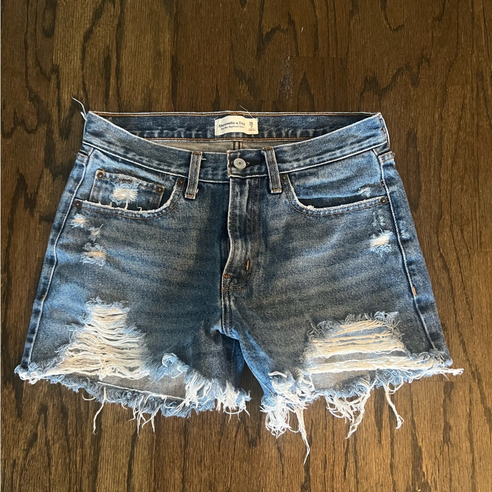 Abercrombie & Fitch Blue Distressed Jean Shorts
